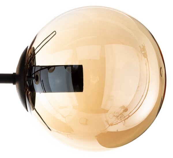 EMIBIG LIGHTING Mennyezeti világítás Glassy, fekete, borostyán, üveg, 6 izzós, E14, dimmelhető, Fekete, Nappali / Étkező, fém, Modern