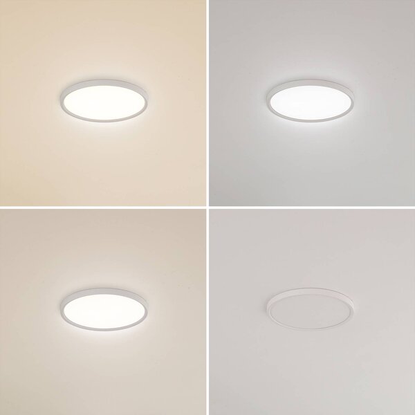 Lindby LED mennyezeti világítás Pravin, Ø 30 cm, CCT, fehér, Fehér / opál, Nappali / Étkező, Műanyag, Modern