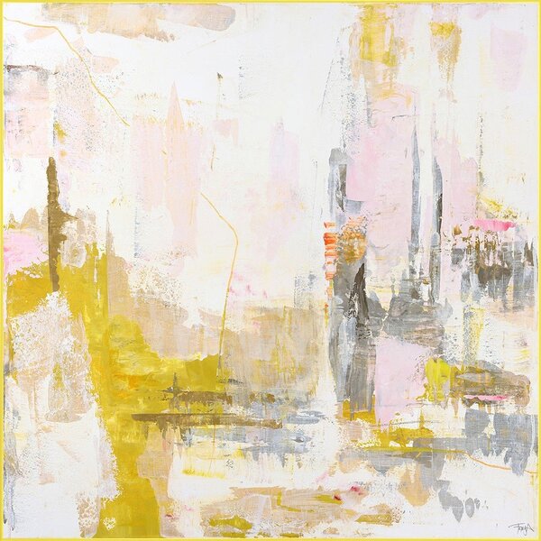 Nyomtatott keretezett vászon kép kézzel festett részletekkel 102x102 cm New Age Yellow – Malerifabrikken