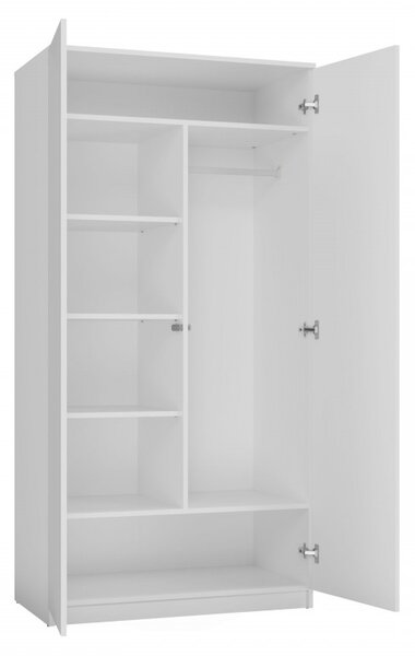 TAUNO kétajtós gardróbszekrény 90 cm - fehér