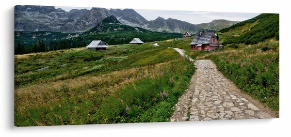 Kép - Hegyi táj házakkal (120x50 cm)