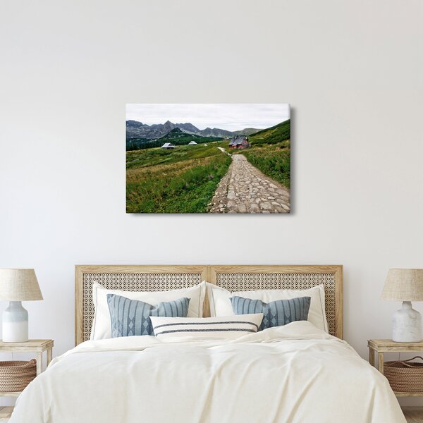 Kép - Hegyi táj házakkal (90x60 cm)