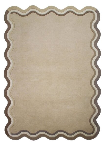 Natúr színű kézi szövésű gyapjú szőnyeg 200x290 cm Leo Scallop – Flair Rugs