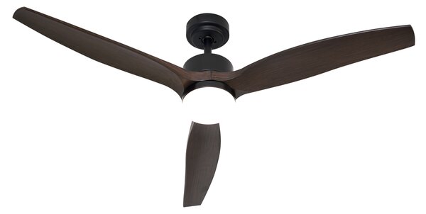 Okos mennyezeti ventilátor fekete fa mintával 132 cm LED-del, fényerőszabályzóval és távirányítóval - Joly