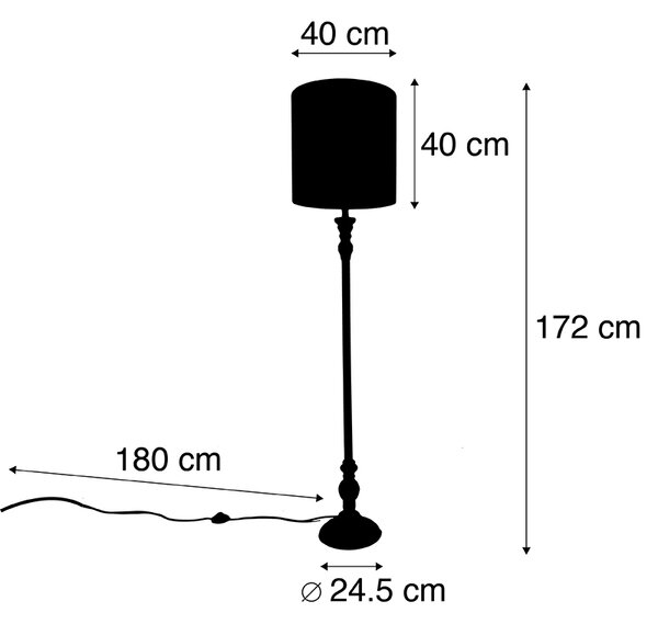 Állólámpa fekete vörös páva árnyékolóval 40 cm - Classico