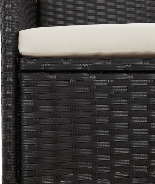 11 részes fekete polyrattan kerti étkezőgarnitúra párnákkal