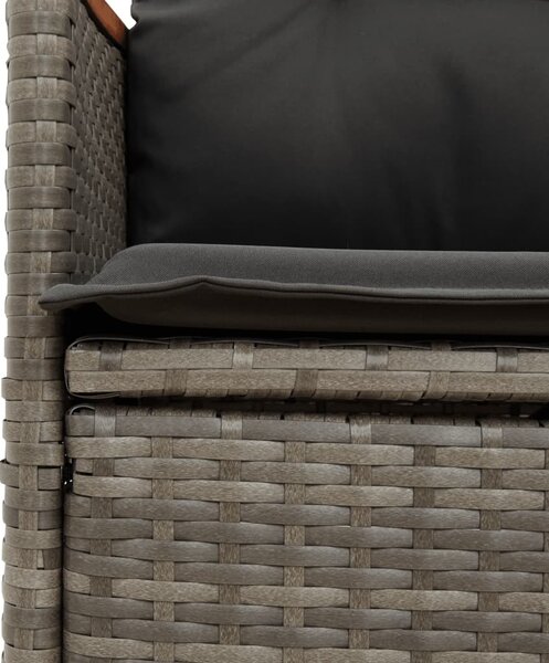 9 részes szürke polyrattan kerti étkezőgarnitúra párnával