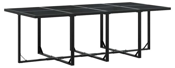 9 részes fekete polyrattan kerti étkezőgarnitúra párnákkal