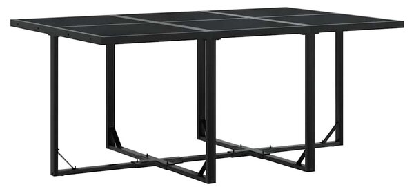 7 részes fekete polyrattan kerti étkezőgarnitúra párnával