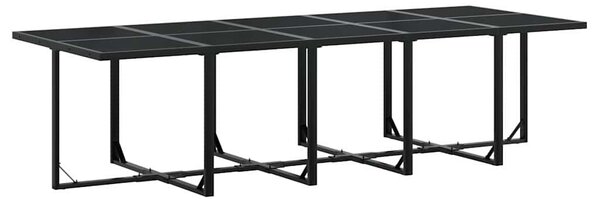 11 részes fekete polyrattan kerti étkezőgarnitúra párnákkal