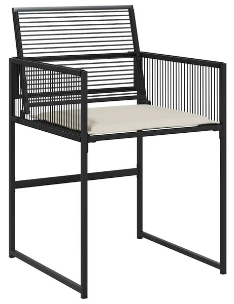 9 részes fekete polyrattan kerti étkezőgarnitúra párnákkal