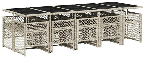 11 részes világosszürke polyrattan kerti ülőgarnitúra párnákkal