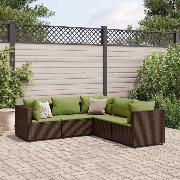 5 részes barna polyrattan kerti ülőgarnitúra párnákkal