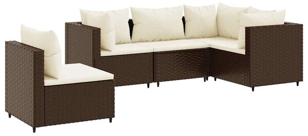 5 részes barna polyrattan kerti ülőgarnitúra párnákkal