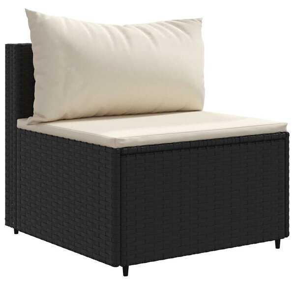 6 részes fekete polyrattan kerti ülőgarnitúra párnákkal