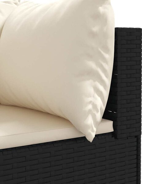 6 részes fekete polyrattan kerti ülőgarnitúra párnákkal