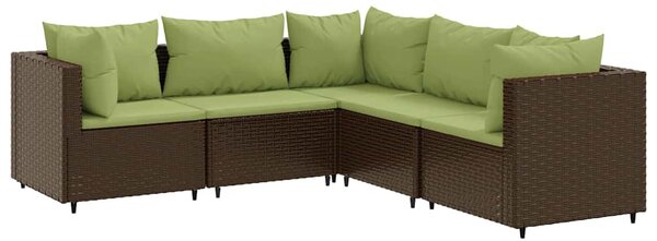 5 részes barna polyrattan kerti ülőgarnitúra párnákkal