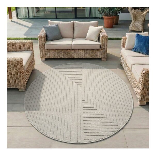 Krémszínű kerek kültéri-beltéri szőnyeg ø 120 cm Nova 1202 – Ayyildiz Carpets