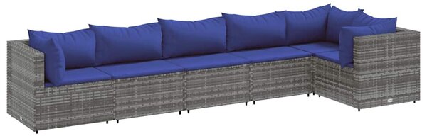 6 részes szürke polyrattan kerti ülőgarnitúra párnákkal