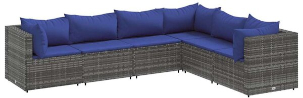 6 részes szürke polyrattan kerti ülőgarnitúra párnákkal
