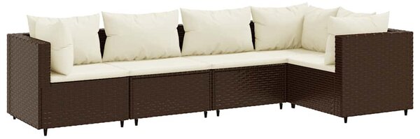 5 részes barna polyrattan kerti ülőgarnitúra párnákkal