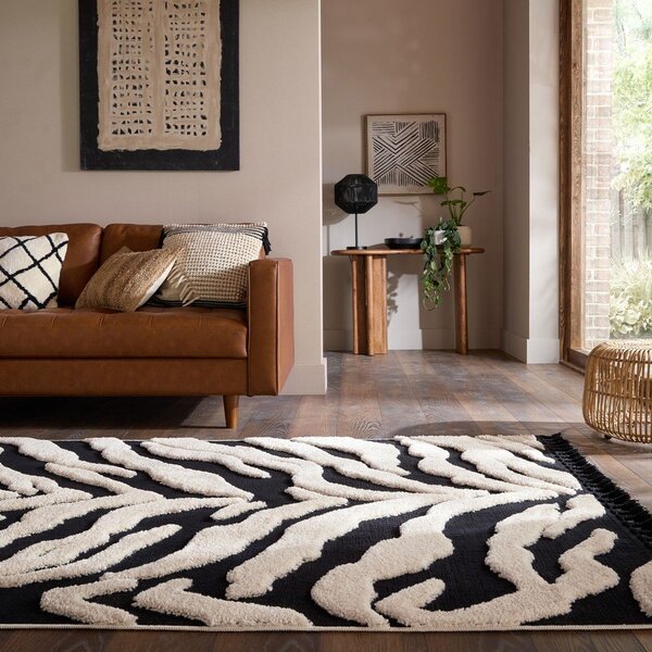 Fekete-fehér szőnyeg 133x190 cm Esra Zebra – Flair Rugs
