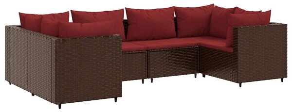 6 részes barna polyrattan kerti ülőgarnitúra párnákkal