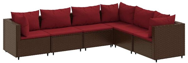 6 részes barna polyrattan kerti ülőgarnitúra párnákkal