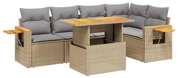 6 részes bézs polyrattan kerti ülőgarnitúra párnával