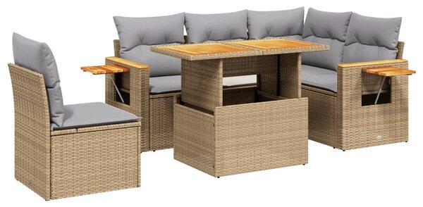 6 részes bézs polyrattan kerti ülőgarnitúra párnával