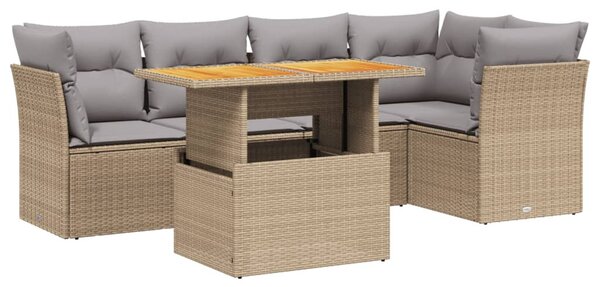 5 részes bézs polyrattan kerti ülőgarnitúra párnákkal