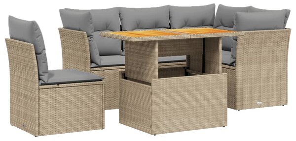 5 részes bézs polyrattan kerti ülőgarnitúra párnákkal