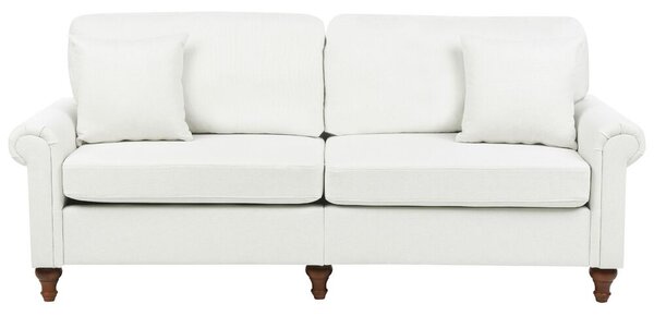 Háromszemélyes fehér kárpitozott kanapé OTRA