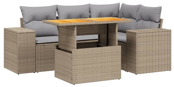 5 részes bézs polyrattan kerti ülőgarnitúra párnákkal