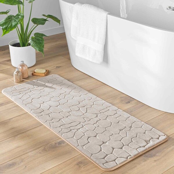 Bézs textil fürdőszobai kilépő 50x120 cm Ricochet – douceur d'intérieur