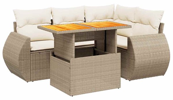 5 részes bézs polyrattan kerti ülőgarnitúra párnákkal