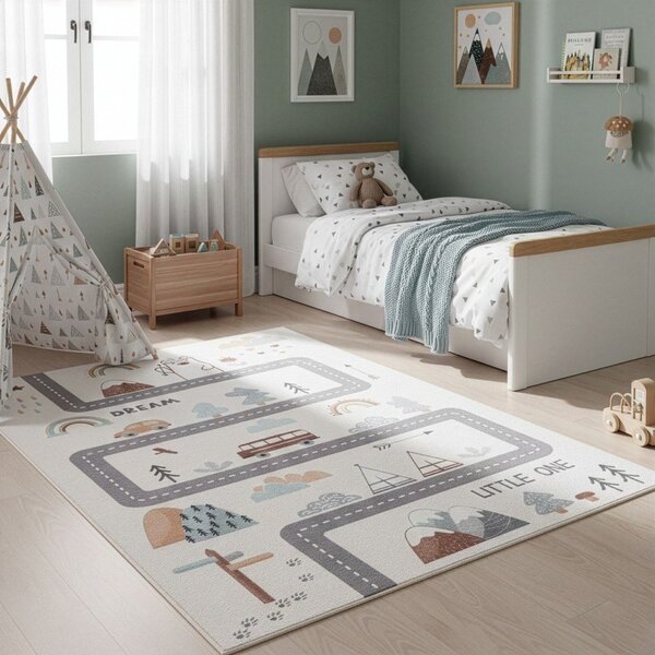 Krémszínű mosható gyerek szőnyeg 140x200 cm Coco 1134 – Ayyildiz Carpets
