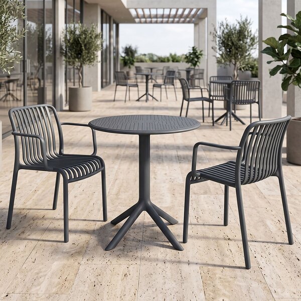Set 3 buc. mobilier dining Mercon Zoi, Antracit, 60x60x75 cm