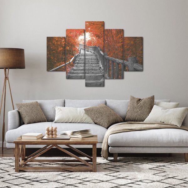 Kép - Lépcsők a természetben, narancssárga (150x105 cm)