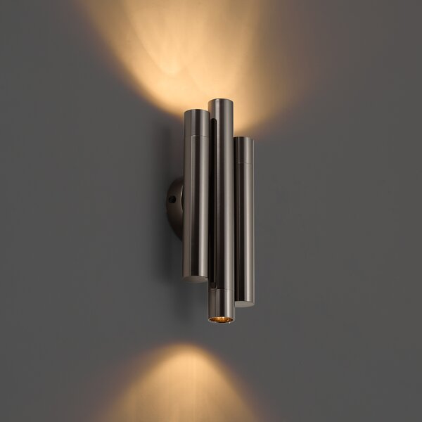 Retro Fali lámpa Gunmetal 3-lámpás - Pipes