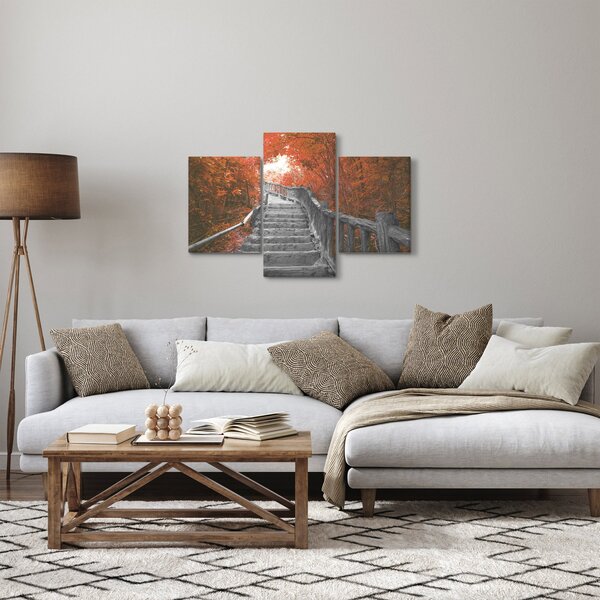 Kép - Lépcsők a természetben, narancssárga (90x60 cm)