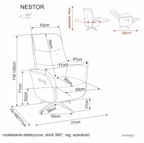 Nestor Raven Elektromos Relax Fotel Raven Szövet Bézs