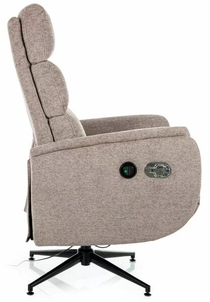 Fenix Raven Elektromos Relax Fotel Raven Szövet Sötét Bézs 360° Forgatható