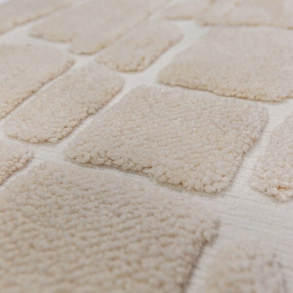 Krémszínű szőnyeg 133x190 cm Esra Cobbled – Flair Rugs