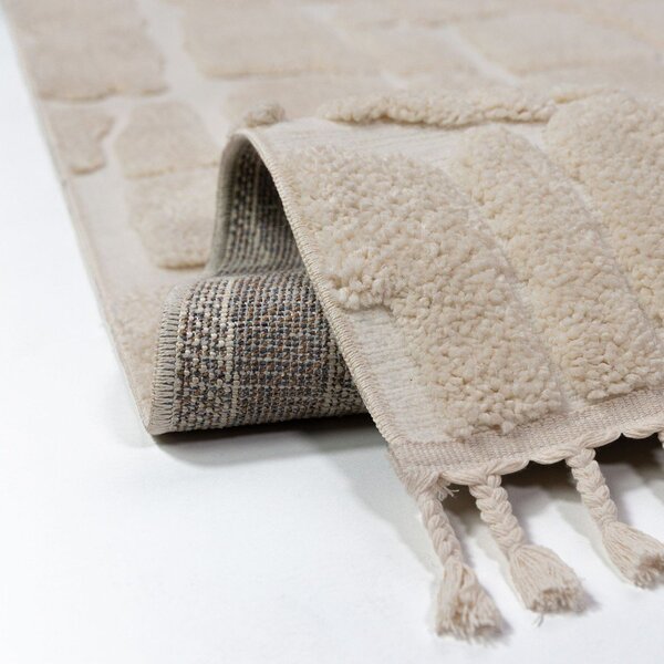 Krémszínű szőnyeg 133x190 cm Esra Cobbled – Flair Rugs