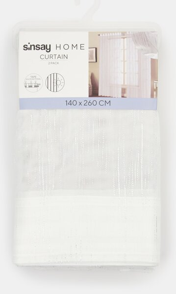 Sinsay - Függöny szett behúzószalaggal fémes koptatott hatással 2 pack - fehér