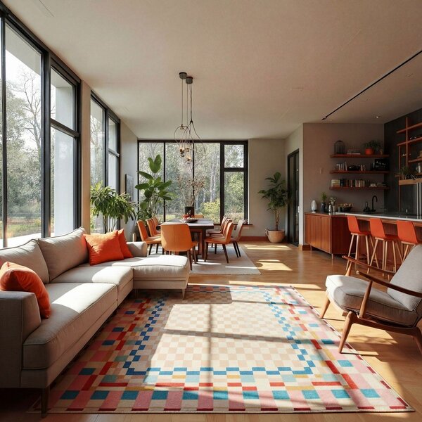 Gyapjúkeverék szőnyeg 180x230 cm Checkered Border – Flair Rugs