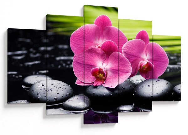 Kép - Rózsaszín orchidea pálmalevéllel (150x105 cm)