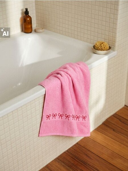 Sinsay - Pamut törölköző jacquard masnis szegéllyel - élénkpink