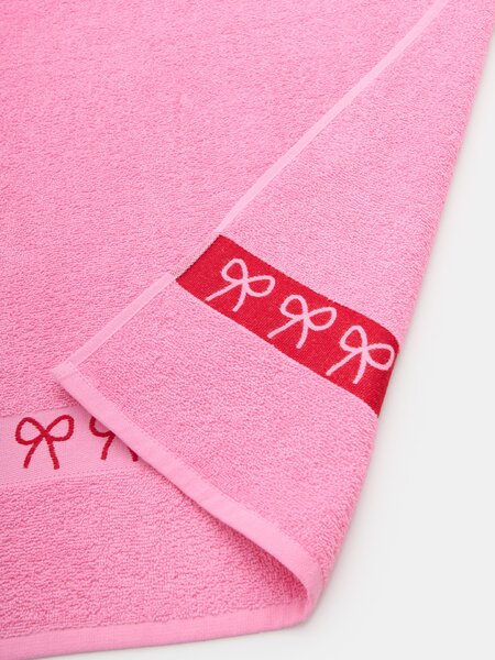 Sinsay - Pamut törölköző jacquard masnis szegéllyel - élénkpink
